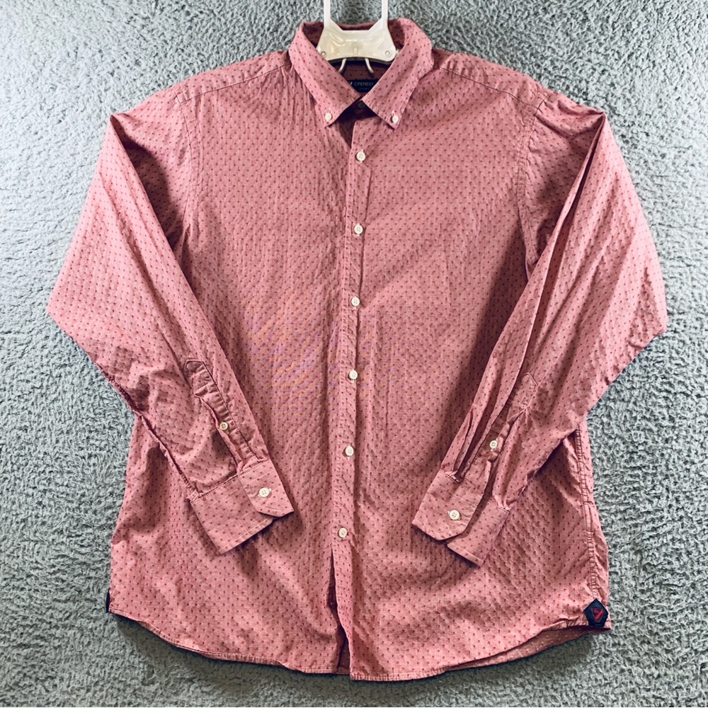 Cremieux Shirt Men's Classics Long Sleeve Button Up Textured Cotton Red Size‎ L